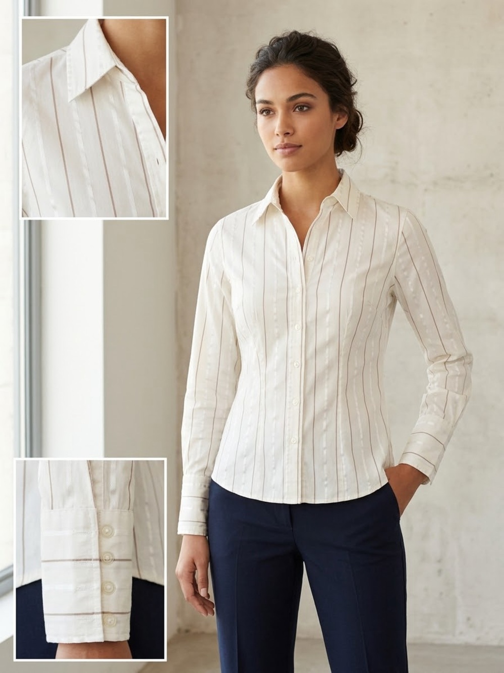 Willi Smith Striped Textured Button Down Shirt Cotton Blend Size S